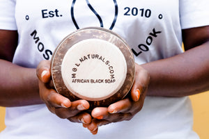 African Black Soap in Coconut Pot